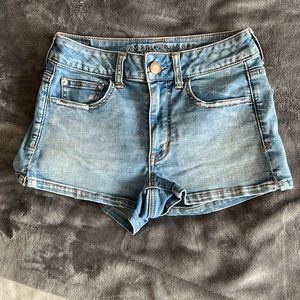 American Eagle High Waisted Medium Wash Denim Shorts